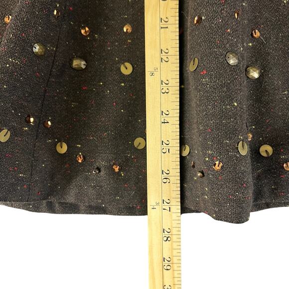 NWT Coldwater Creek Studded Twill Wool Skirt XS / 4 | Brown Embellished Cottage - Picture 4 of 12